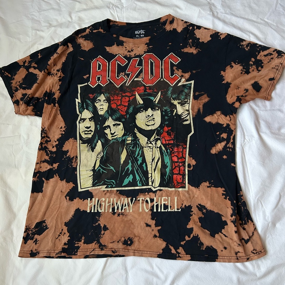 AC/DC Black and Orange Tie-Dye Tee